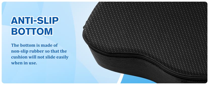 CushyOasis Seat Cushion, Gel Chair Cushions, Office Chair Cushions, Anti-Slip Bottom & Removable Cover Tailbone Pain Relief Cushion, Memory Foam Seat Cushion for Office, Wheelchair, Car (Black)