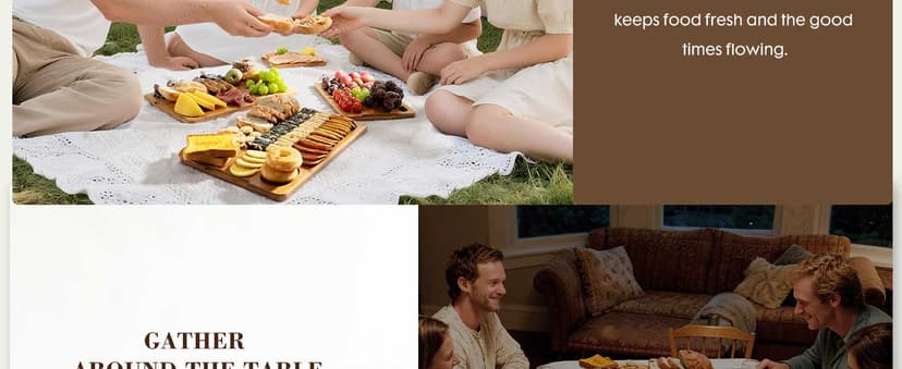 Astercook Deep-Carbonized Bamboo Cutting Boards for Kitchen with Wood Storage Stand, Reversible Charcuterie & Chopping Boards with Juice Grooves and Easy-Grip Handles, Knife-Friendly, Kitchen Gift