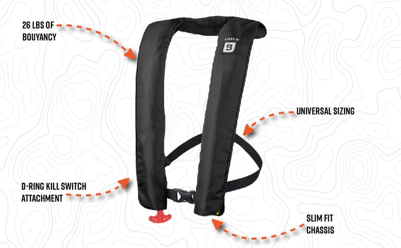 BLUESTORM Cirro 26 Automatic/Manual Inflatable Life Jacket PFD for Adults (Apex Black) | US Coast Guard (USCG) Approved Self Inflating Life Vest Preserver