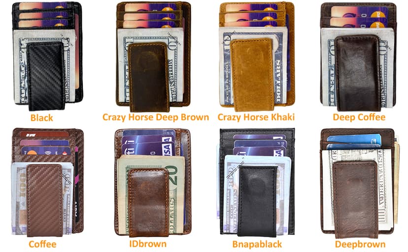 HOPSOOKEN Money Clip RFID Front Pocket Wallet Men Leather Slim Minimalist Wallet