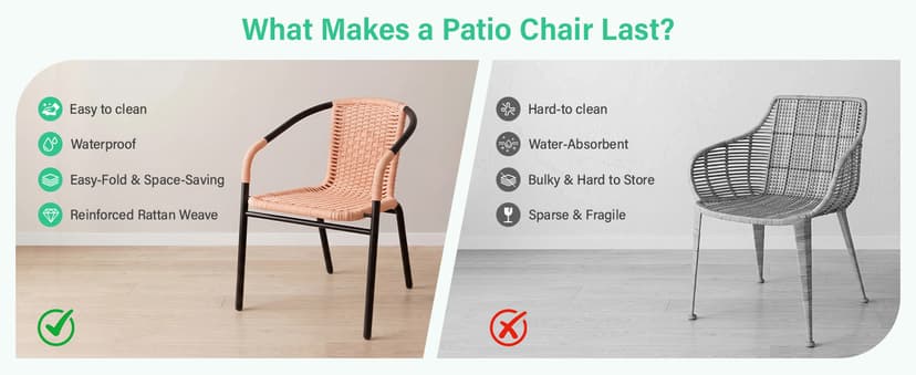 JEAREY Outdoor Patio Rattan Dining Chairs Set of 4, All Weather Stackable Dining Chairs for Lawn, Restaurant, Garden, Beige