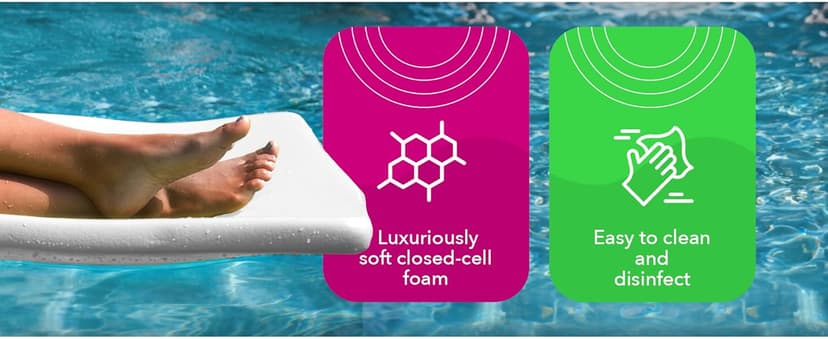 TRC Recreation Sunsation Vinyl Coated Foam Swimming Pool Float Mat Adult Lounger with Built-in Roll Pillow