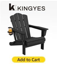KINGYES Folding Adirondack Chair Set of 6, HDPE All-Weather Patio Chairs, Wooden Textured Lawn Chair for Poolside, Backyard, Deck, Fire Pit, Black