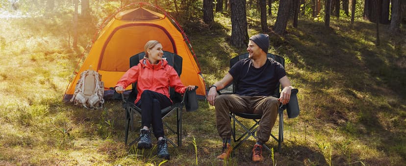 Overmont Oversized Folding Camping Chair - 450lbs Support with Padded Cushion Cooler Pockets - Heavy Duty Collapsible Chairs for Sports Garden Beach Fishing