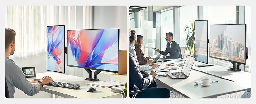 WALI Dual Monitor Stand for 13-32 inch Computer Screens, Dual Monitor Arms for 2 Monitors Holds up to 22 lbs, Height Adjustable Dual Monitors Mount, VESA 75x75/100x100mm (GSMP002N), Black