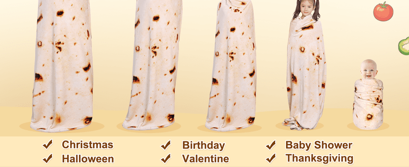 mermaker Burritos Tortilla Swaddle Blanket Baby for Toddler Newborn, 285 GSM Soft Flannel Taco Wrap Blanket Funny Gifts for Baby Shower Boys Girls, 36 inch B0DYJDBW21
