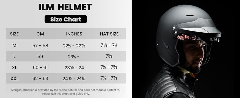 ILM Snell SA2025 Open Face Auto Racing Helmets for Men and Women Model R85(L, MatteBlack)