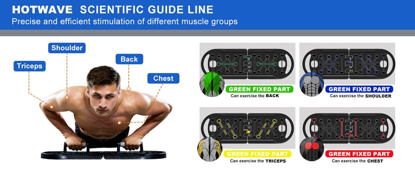 HOTWAVE Push Up Board Fitness, Portable Foldable 20 in 1 Push Up Bar at Home Gym, Pushup Handles for Floor. Professional Strength Training Equipment For Man and Women,Patent Pending