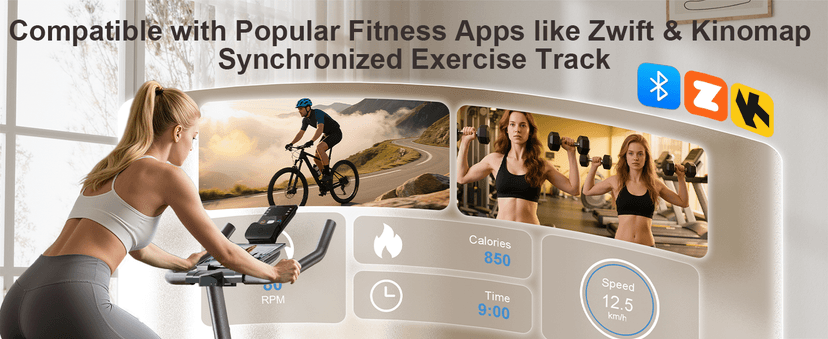 Exercise Bike for Home – 350LB Magnetic Resistance Indoor Cycling Bike, Silent Stationary Spin Bike with App Sync, Adjustable Seat, LCD Monitor, Smooth & Quiet for Cardio Workout