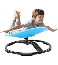 Zhenx Spinning Chair for Autistic Kids (3-18 Years), Sensory Swivel Chair for Teens with ADHD/Autism – 21×19 Inch 220LBS Weight Capacity Seat – Sit and Spin Calming Toy for Body Balance (Blue)