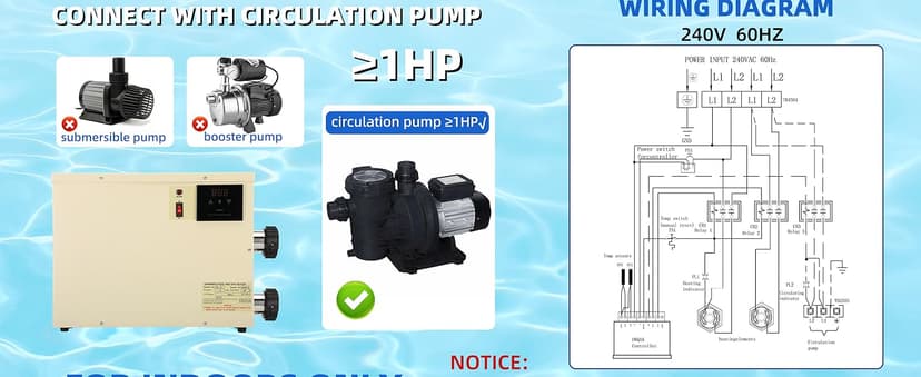 11KW 240V Pool Heater for Above Ground Pool, Electric Swimming Pool Heater with Touchscreeen, Hot Tub Thermostat for Spa, Bathtub, Above Inground Pool, 1500 Gallons (11KW)