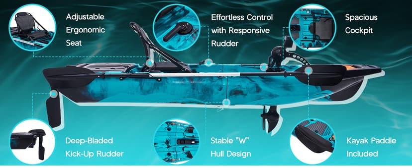 Albott Modular Fishing Kayak with Drive System & Durable HDPE, Customizable Lightweight Sit-on-Top Kayak for Youth & Adult, Perfect for Leisure & Commercial Use, 420lbs Capacity