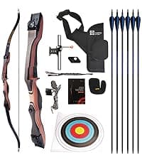 Sanlida Eagle X9 New 58" RTH Standard Recurve Bow and Arrow Set for Adults and Hunters, Wooden Takedown Recurve Bow Package for Outdoor and Practice 25-60 Lbs