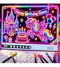 8 Colors, 8 Modes, 15 Light Effects with Music & Blue-Tooth, Doodle Neon Glow Pad Toys Gift for Girls/Boys/Kids 16" Rechargeable LED Drawing Board, Kids Birthday Christmas Gift B0GT9HHRJJ