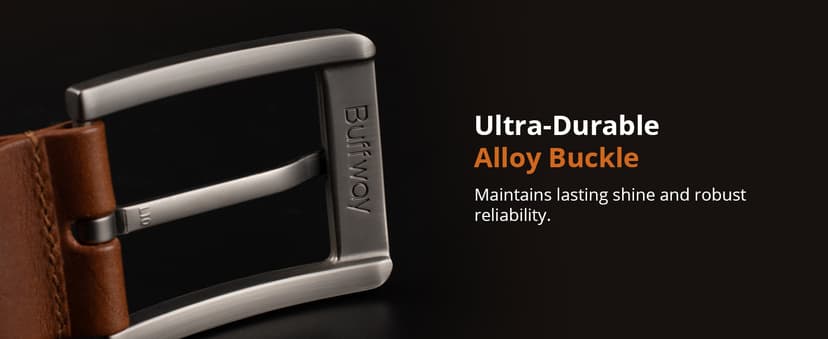 Buffway Men’s Full Grain Leather Belt – Solid One-Piece Leather, 1.5” Wide for Jeans & Business Casual, Gift Box Included