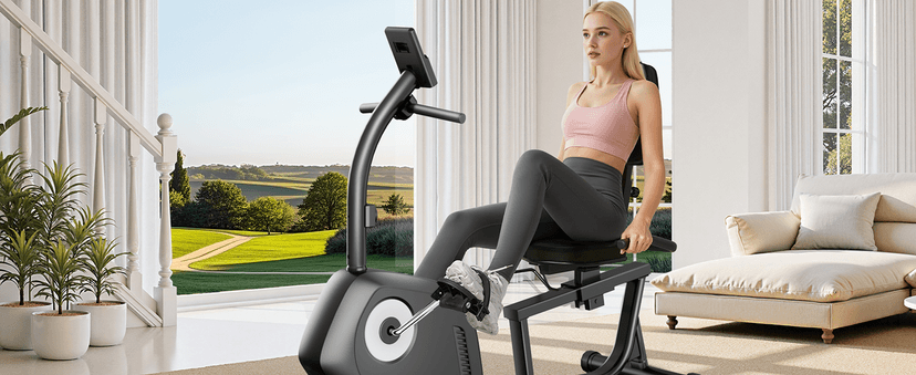 Recumbent Exercise Bike, Magnetic Staionary Bikes for Home with 16-level Resistance & Adjustable Seat, Staionary Bike for Seniors Adults, 330 LBS & LCD Monitor