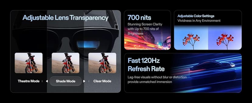 XREAL One Pro AR Glasses with X1 Chip, Native 3 DoF, X-Prism Optics, 3D Mode, 57°FOV 171" 120Hz FHD Display, XR Glasses for iPhone 17/16, Steam Deck, ROG, Mac, PC, Android & iOS M (IPD 57-66mm)