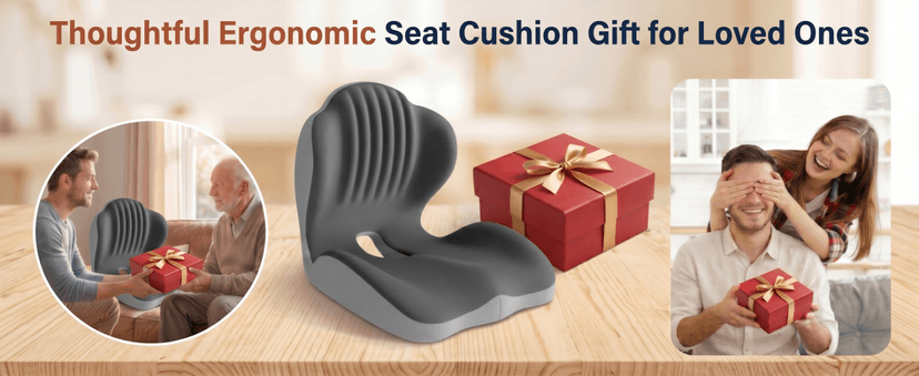 Ergonomic Office Chair Seat Cushion, L-Shaped Memory Foam Coccyx Cushion for Tailbone Pain Relief, Orthopedic Car Seat Cushion with Lumbar Support & Cutout Hollow for Sciatica & Back Pain (Grey