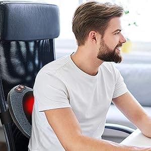 Papillon Shiatsu Back Massager with Heat,Fathers Day Dad Gifts for Men, Dad, Deep Tissue Massage for Neck, Shoulder, Upper & Lower Back Pain Relief, Electric Kneading 3D Massage Pillow (Gray)