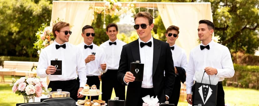 Complete Gift Set for Wedding with Flasks Shot Glasses Funnels Toiletry Bags Sunglasses Bottle Openers Gift Bags and Cards Rigibright 60 Pcs Groomsmen Gifts Set of 6 for Wedding Best Man Gift B0F6N4938G