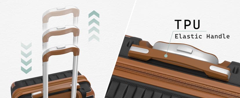 Melalenia Luggage Sets 7 Piece Suitcase Set, Hard Shell Carry on Luggage Travel Suitcases with Spinner Wheels and TSA Lock, Lightweight Luggage Set for Women, Black Brown