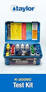 Taylor K2005 High Range Swimming Pool Total and Free Chlorine Bromine Alkalinity Calcium Hardness Base and Acid Demand pH DP Test Kit