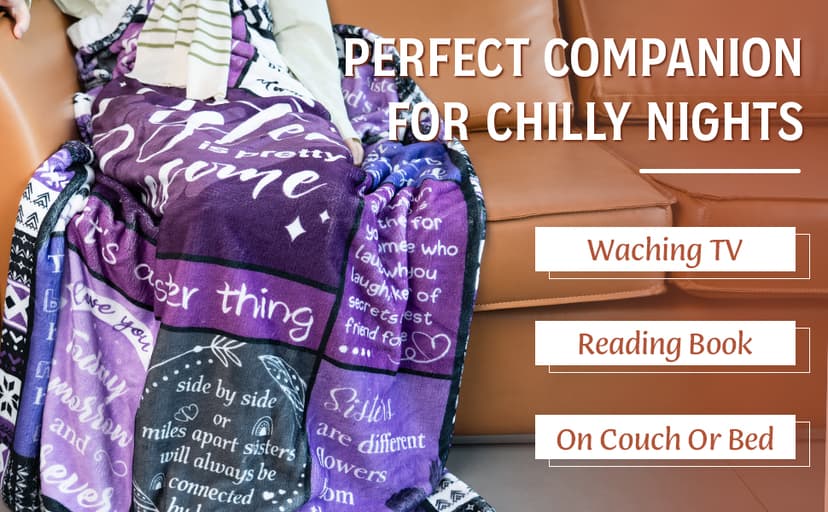 Sister Gifts Blanket, Happy Birthday Gifts for Sister, Unique Gift for My Dear Sis on Mothers Day Christmas - Soft Throw Blanket 60" x 50 (Purple)