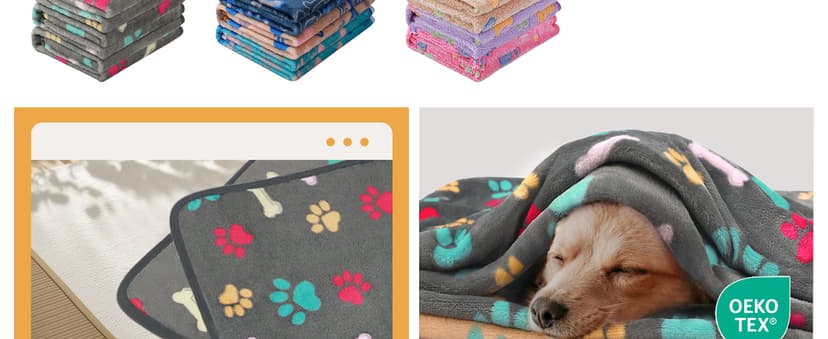 Luciphia 1 Pack 3 Blankets Fluffy Premium Fleece Pet Blanket Flannel Paw Printed Throw for Dog Cat(Small 23x16'', Grey/Brown/Blue) B09PFN1KR8