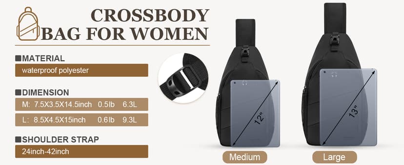 Pritent Crossbody Bags for Women Men Trendy Sling Bag Backpack Casual Chest Bag with Convertible Shoulder Strap