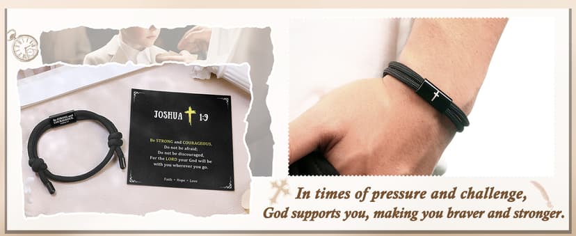 PEALICIOUS Cross Bracelet for Boys, Joshua Birthday Son Gifts for Teens B0FK4PJ31K