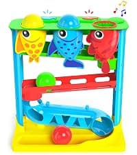 Move2Play, Dinosaur Basketball Hoop & Soccer Goal Activity Center | 30+ Sounds & Songs + 5 Lights | 1 2 3 Year Old for Boys and Girls | Toy & Gift for Baby & Toddlers B0FJSJHNHY