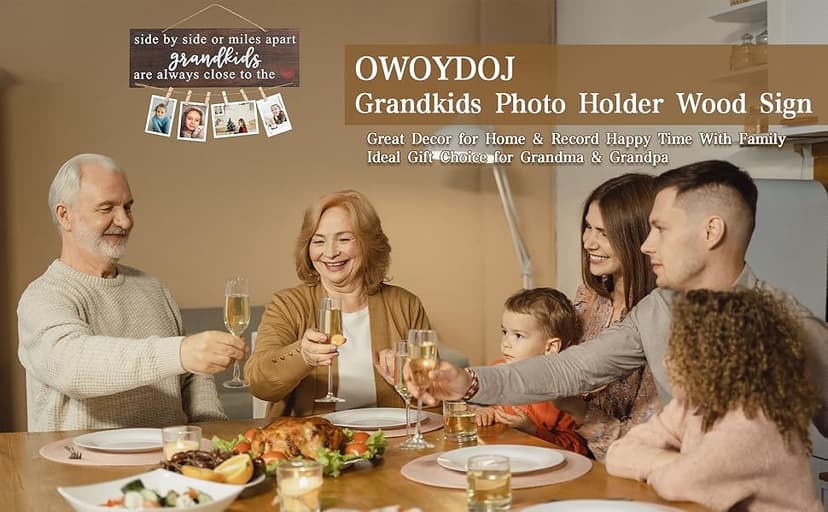 Grandparents Gifts from Grandchildren, Side by Side or Miles Apart Grandkids Photo Holder, Great Grandparents Day or Christmas Birthday Gifts for Grandma Grandpa