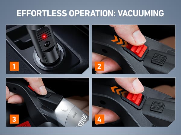 AstroAI 4-in-1 Car Vacuum Cleaner and Tire Inflator Portable with Accessories Air Compressor Digital Dual Values Display, 150 PSI Car Tires Air Pump with LED Light, 12V DC, 16.4FT Cord for Auto