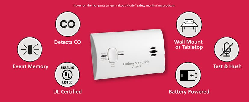 Kidde Carbon Monoxide Detector, AA Battery Powered, Portable for Travel or Home, 85 dB Alarm, LED Status Indicators, 3rd Edition