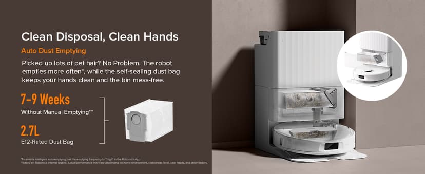 roborock Qrevo Series Robot Vacuum and Mop, 8000Pa Suction, Upgraded from Qrevo S, Anti-Tangle Brush, Smart Obstacle Avoidance, Auto Mop Washing, All-in-One Dock, 200RPM Spinning Mops, White(QV 35A)