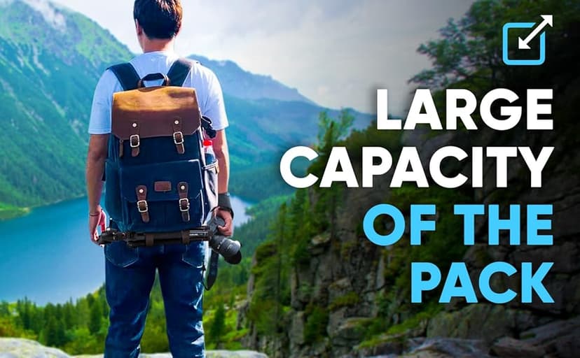 JAEP Camera Backpack - Weather Resistant 16 Ounces Waxed Memory Canvas – DSLR SLR Backpacks with 15.6” laptop sleeve compartment and Tripod Holder for Photographers -Vintage leather Style (Khaki)