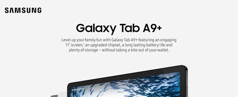 Samsung Galaxy Tab A9+ Plus 11” 64GB Android Tablet, Big Screen, Quad Speakers, Upgraded Chipset, Multi Window Display, Slim, Light, Durable, Kids Friendly Design, US Version, 2024, Silver