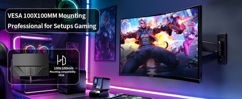 ZZA 32 Inch Curved Gaming Monitor, QHD 2560x1440, Ultra 300Hz & 240Hz Refresh Rate, Computer Monitor VA Panel,1500R, 1ms, HDR, AMD FreeSync Premium, NVIDIA G-SYNC Compatible