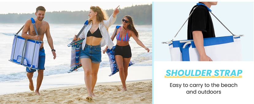 #WEJOY Folding Tanning Chair with Face Hole, 5 Positions Face Down Beach Lounge Chairs with Pillow for Outside Sunbathing Poolside (Blue/White)
