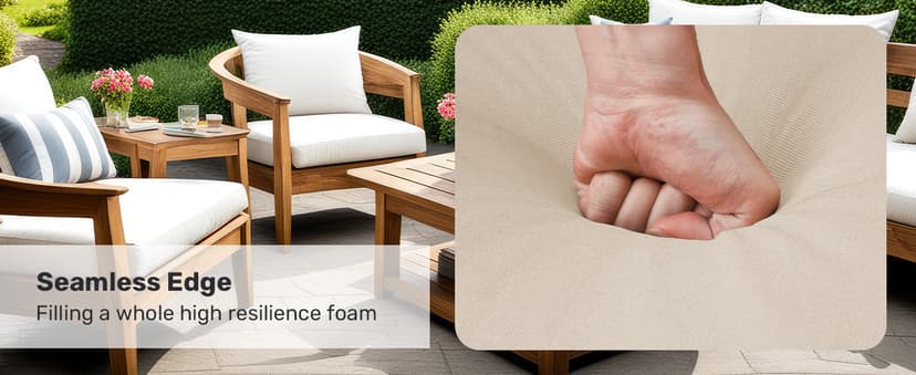 UNIKOME Outdoor Chair Cushions Pack of 4, Water Resistant Patio Cushions with Ties, High Density Sponge Filling Square Corner Seat Cushions for Outdoor Furniture, 18.5"*16"*3", Beige