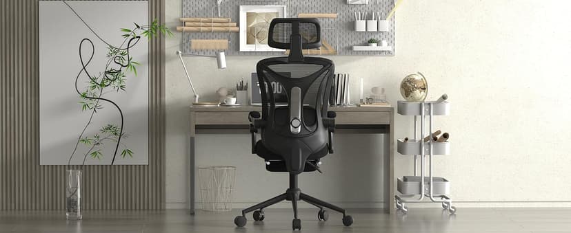 Ergonomic Office Chair with Footrest - Adjustable Lumbar Support & Headrest, 90-160° Reclining Mesh Back Computer Chair - Home Office/Gaming, 350lbs Capacity