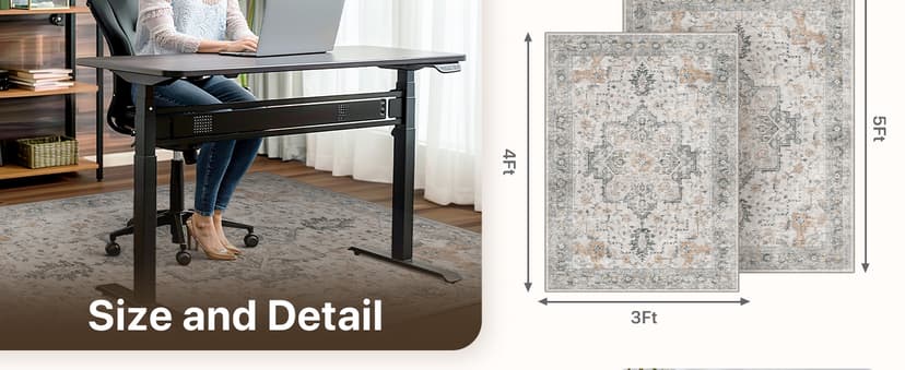 36"x48" Office Chair Mat for Hardwood Tile Floor, Under Desk Carpet Protector for Rolling Computer Chair Mat, Machine Washable Area Rug, Anti-Slip 1/5" Thick Low Pile Thin Vinyl Floor Mat, Taupe