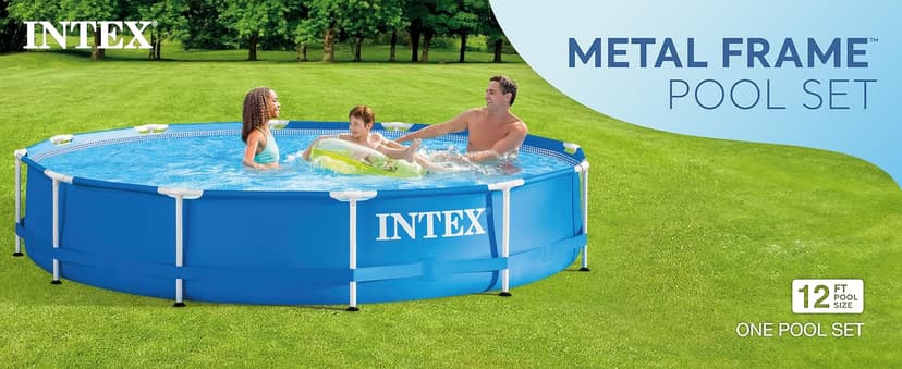 INTEX 28211EH Metal Frame Above Ground Swimming Pool Set: 12ft x 30in – Includes 530 GPH Cartridge Filter Pump – Puncture-Resistant Material – Rust Resistant – 1718 Gallon Capacity