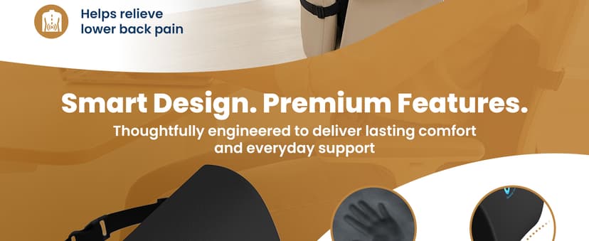 Everlasting Comfort The Original Lumbar Support Pillow for Office Chair - Improves Posture, Promotes Back Pain Relief - Superior Back Support for Gaming and Desk Chairs - Lumbar Pillow for Car, Couch