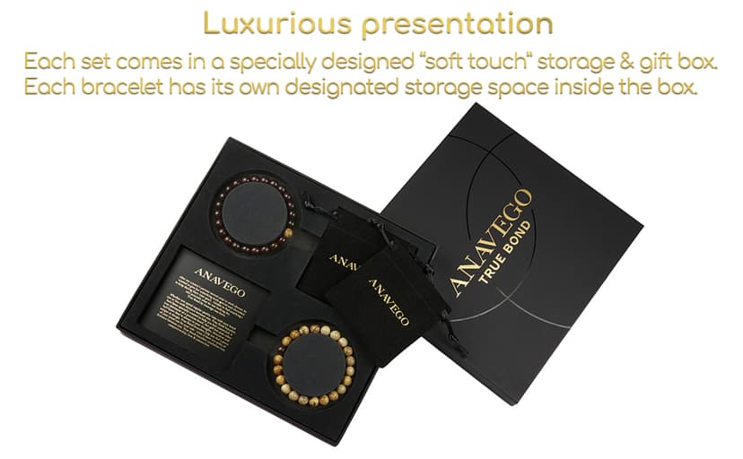 True Bond Comes with Unique Storage Gift Box Matching Couples Bracelet Set. Gift for Her Him Boyfriend Girlfriend Husband Wife Women Men Newlyweds Hubby Mother & Father 8 Millimeter Beaded