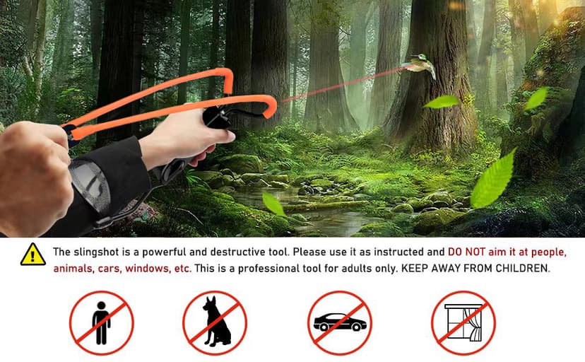 Professional Slingshot Set for Adults - A Simple but Powerful Hunting and Shooting Slingshot with a Sturdy Sling Shot Bow, 2 Packs of Slingshot Ammo, and a Slingshot Band.