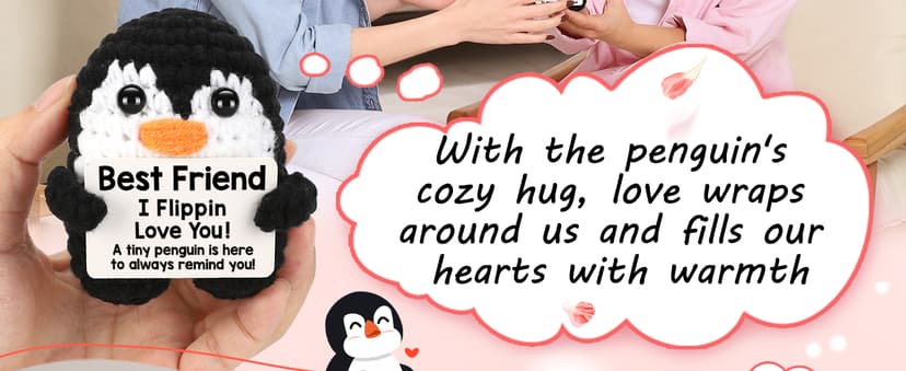 Best Friend Friendship Gifts for Women Birthday Christmas, Handmade Crochet Penguin Present for Best Friend, Funny for Birthday Christmas, Women Girl Friend Gifts Emotional