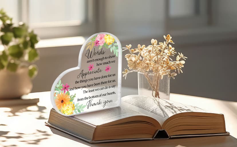 Thank You Gifts for Women Coworkers Boss, Thank You Presents for Friends Teacher, Appreciation Paperweight Desk Decor Plaque, Inspirational Office Sign Acrylic Heart