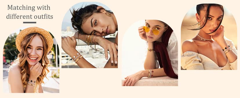 MPRAINBOW Womens Stackable Floral Gold Bracelets - 3Pcs 18K Gold Plated Bracelet,Stainless Steel Bangle Bracelets Non Tarnish, Gold Bracelet Set Trendy Jewelry,Christmas Valentines Birthday Gifts for Girlfriend