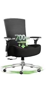 Big and Tall Office Chair 700lbs with Ergonomic W Wide Thick Seat Cushion, Oversized Mesh Desk Chair with Adjustable Lumbar Support, Computer Chair with Upgraded 4D Armrests